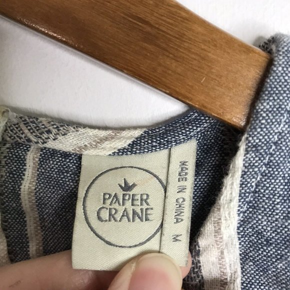 Paper Crane Women's Medium Gray Blue Tank Top Shirt Blouse Linen Blend - Picture 2 of 5